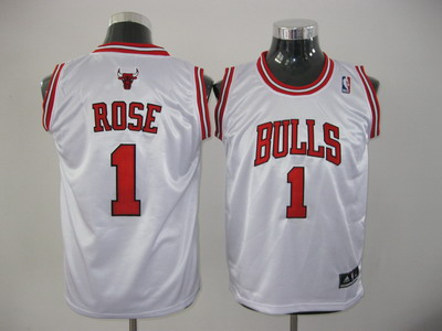 NBA Kids Chicago Bulls 1 Derrick Rose Authentic White Youth Jersey